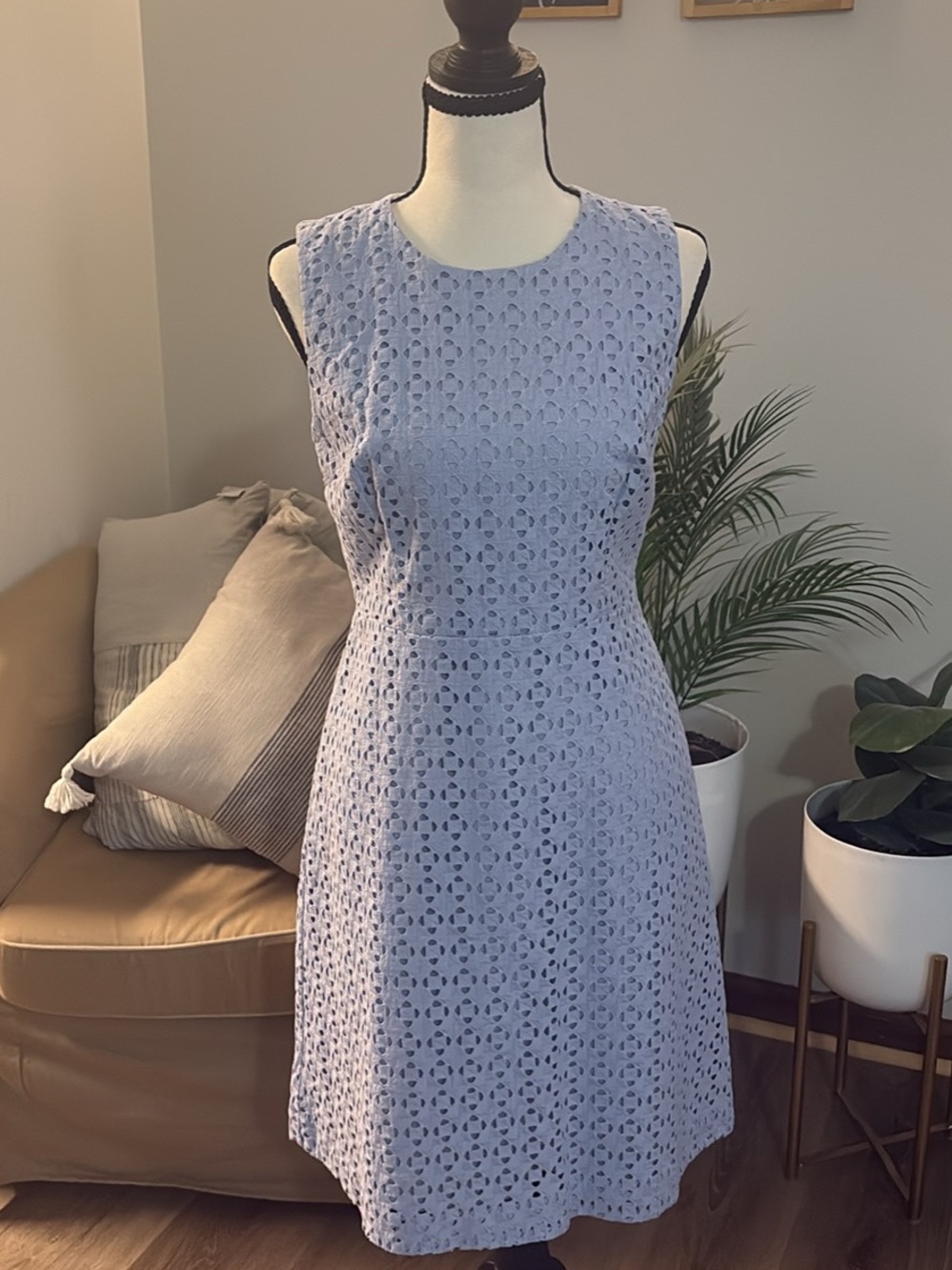 Ann Taylor Lavender Eyelet Sleeveless Midi Dress